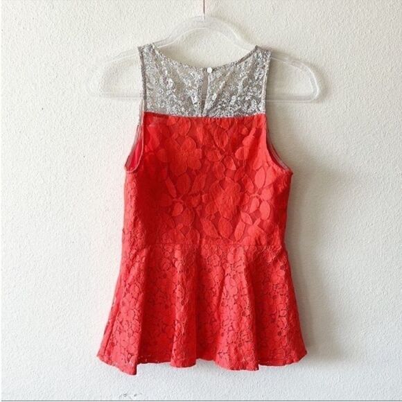 Anthropologie Moulinette Soeurs Red Lace Peplum Tank Top - Picture 5 of 11